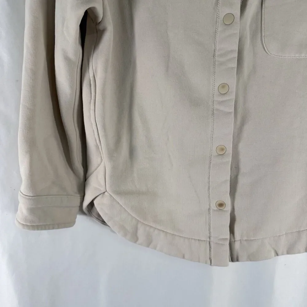 Athleta Girl Jacket Girls M 8-10 White Snap Front Pocket Fleece Lined Cotton Bl